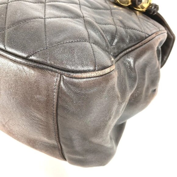 CHANEL Matelasse Quilted Vintage Drawstring Chain Backpack Lambskin Black - Picture 4 of 16